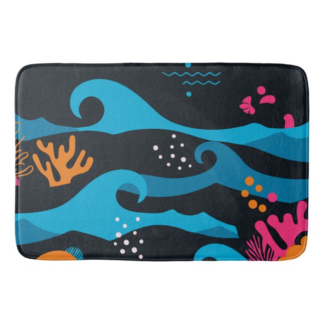 Tapis De Bain Neon Ocean Abstrait (Devant)