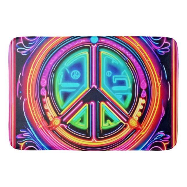 Tapis De Bain Neon Peace Mandala (Devant)