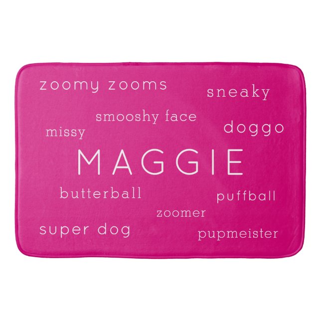 Tapis De Bain Neon Pink Soft Apat Dog Nom du mât + Pseudo (Devant)