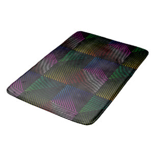 Tapis De Bain Neon Rainbow Prismes Carrés sur noir