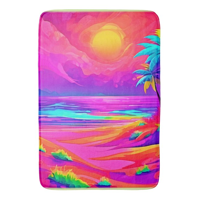 Tapis De Bain Neon Sun & Beach Bliss (devant Vertical)