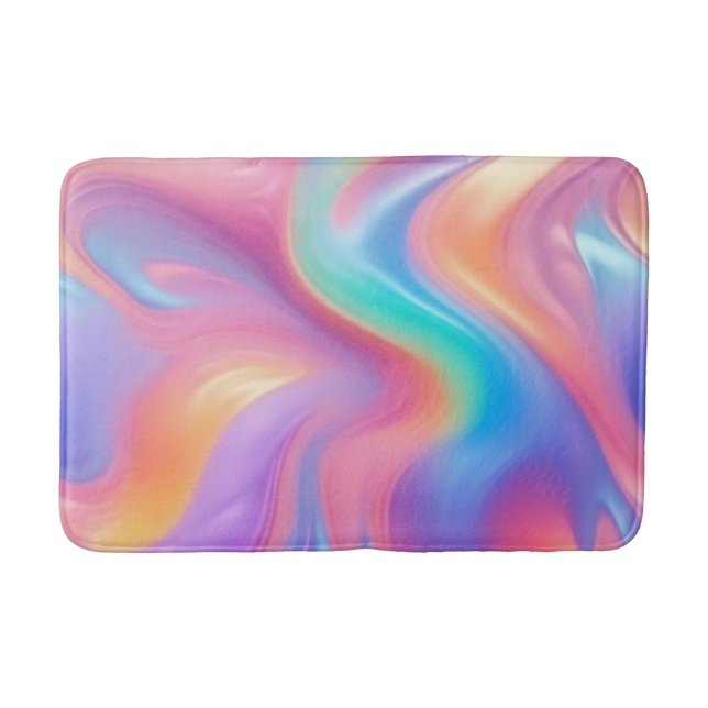 Tapis De Bain Neon tendance Pink Blue vert vert vagues abstraite (Devant)