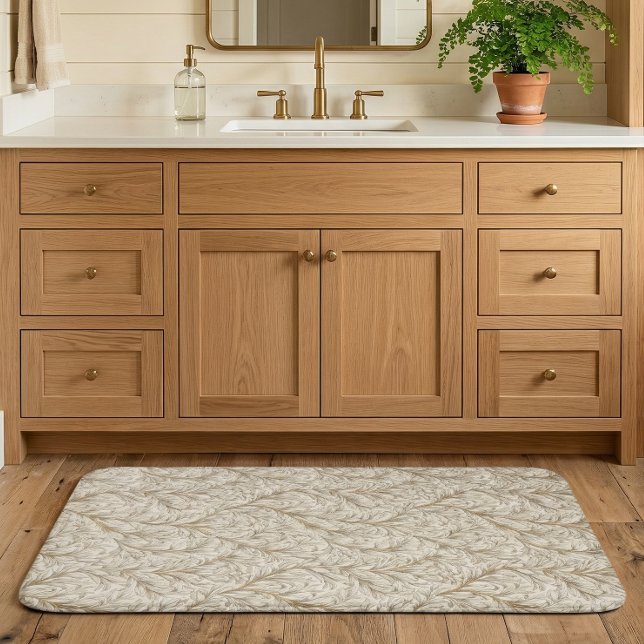 Tapis De Bain Neutral Beige Gold Botanical Leaf William Morris (Créateur téléchargé)