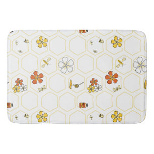 Tapis De Bain Nid d'abeille dessiné à la main et bourdon