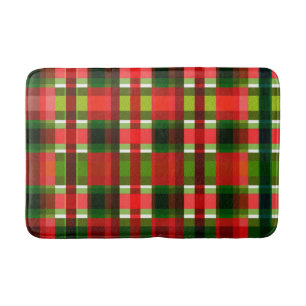Tapis De Bain Noël À damiers Carrés Buffalo Plaid