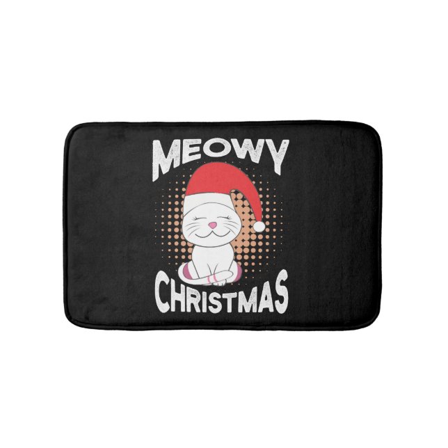 Tapis De Bain Noël à Meowy avec chat de Noël (Devant)