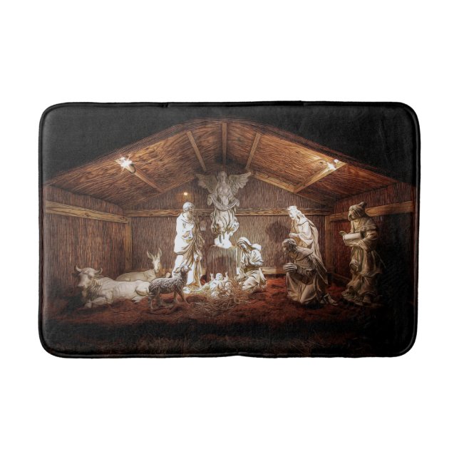 Tapis De Bain Noël Avent Jésus Nativité Manger Scène (Devant)