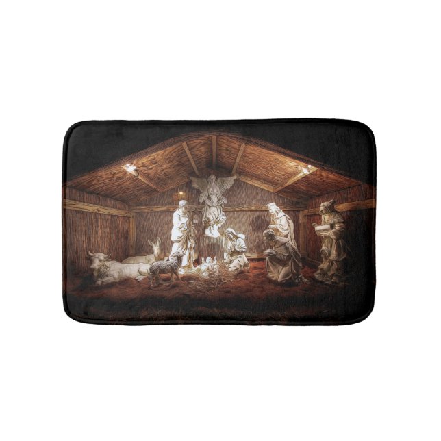 Tapis De Bain Noël Avent Jésus Nativité Manger Scène (Devant)
