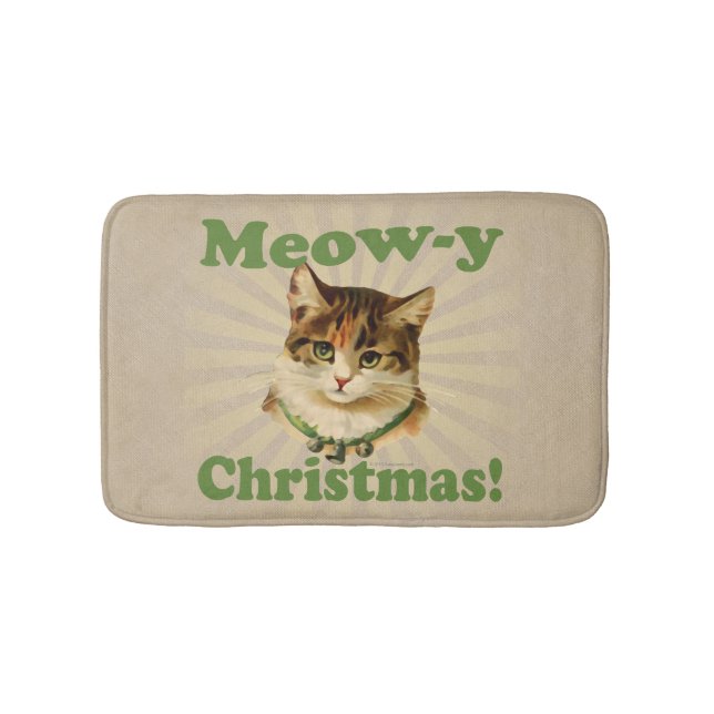 Tapis De Bain Noël de meow-y, animal drôle mignon de chat de (Devant)