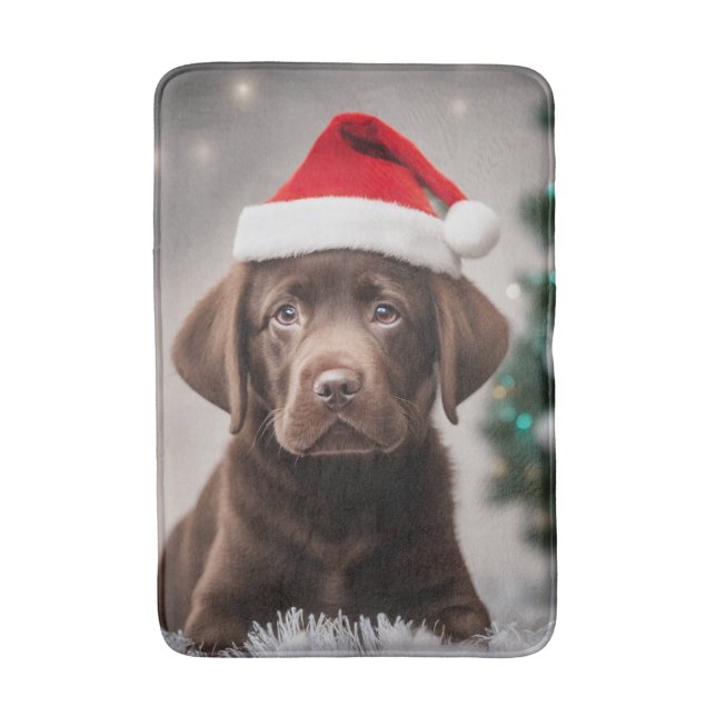 Tapis De Bain Noël du Labrador au chocolat (Devant (Vertical))