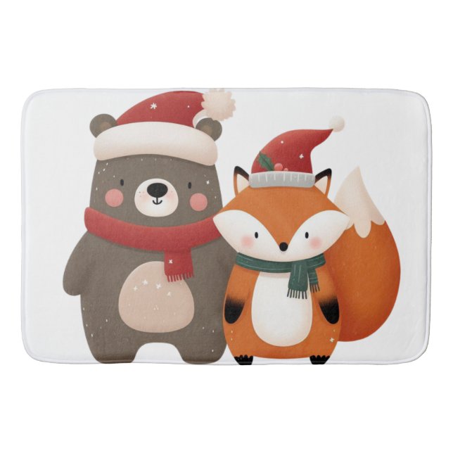 Tapis De Bain Noël/hiver Mignonne Ours et renard (Devant)