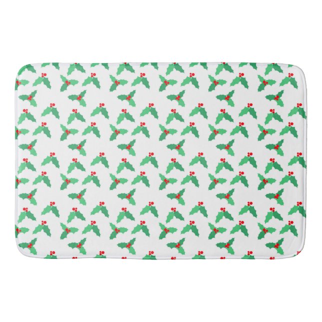 Tapis De Bain Noël Holly Feuille grand bain Mat (Devant)