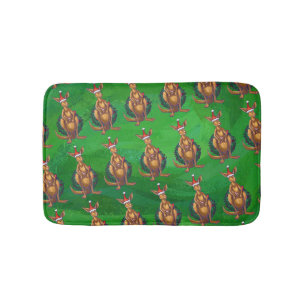 Tapis De Bain Noël Kangaroo sur le dos vert peint