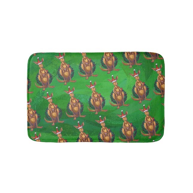 Tapis De Bain Noël Kangaroo sur le dos vert peint (Devant)