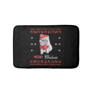 Tapis De Bain Noël Meowy, Amoureux des chats Joyeux Noël