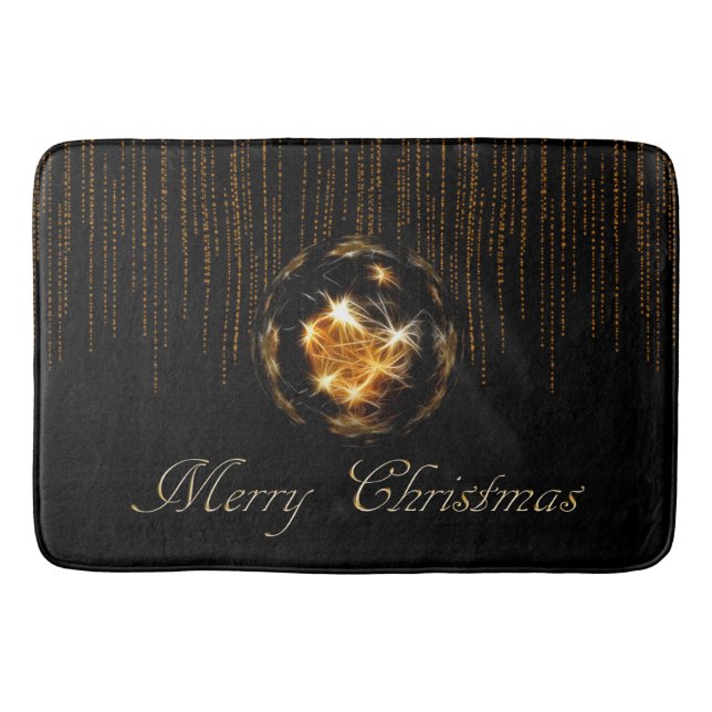 Tapis De Bain Noël noir d'or (Devant)