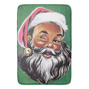 Tapis De Bain Noël noir du Père Noël afro-américain