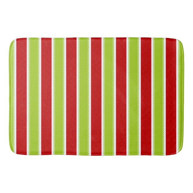 Tapis De Bain Noël Vacances Vert & Rouge Motif (Devant)