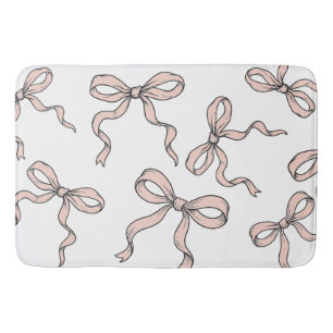 Tapis De Bain Nœuds de ruban rose à la mode mignons contourné en