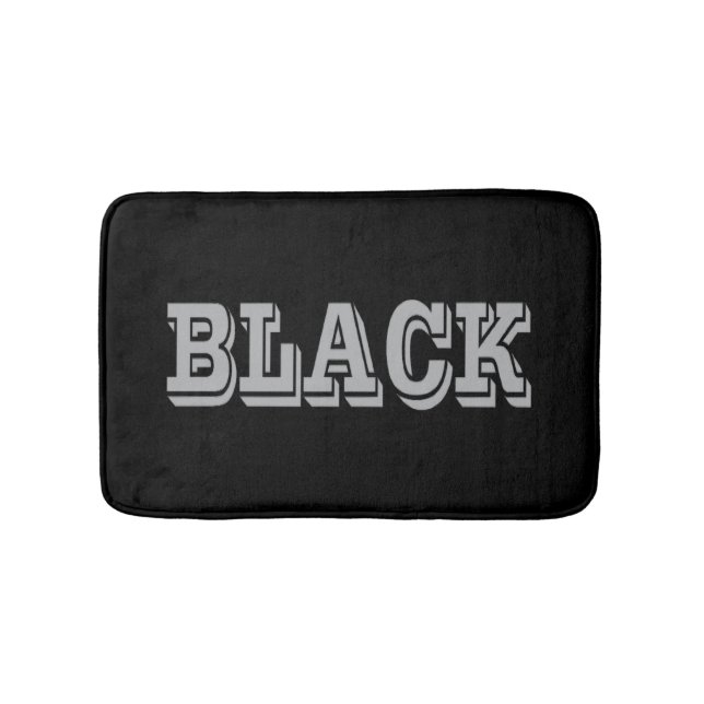Tapis De Bain Noir Avec Texte Gris Sur Couleur Solide Noir (Devant)
