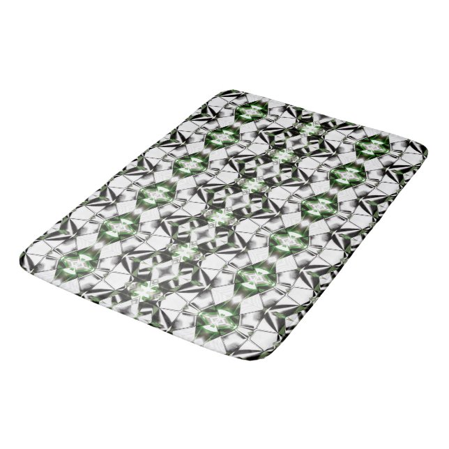 Tapis De Bain Noir & Blanc avec vert, rapport lignes virtuelles (Angle)