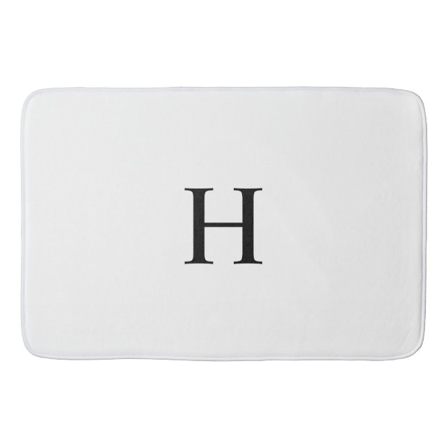 Tapis De Bain Noir Blanc Élégant Moderne Monogramme (Devant)