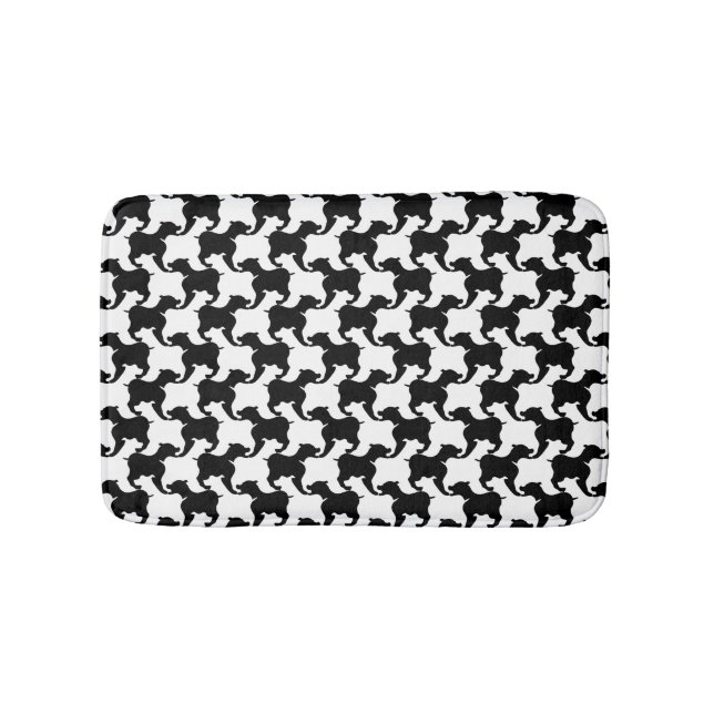 Tapis De Bain Noir Blanc Faux Pied de Poule avec chiens Bain Mat (Devant)
