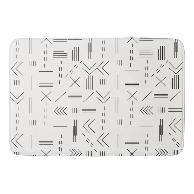 Tapis De Bain Noir Blanc magnifique Motif géométrique moderne (Devant)