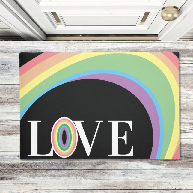 TAPIS DE BAIN noir blanc RAINBOW LOVE (Créateur téléchargé)