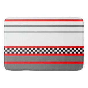 Tapis De Bain Noir Blanc Rouge Et Gris Thème De Course