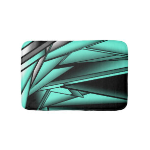 Tapis De Bain Noir Blanc Turquoise Ombre Art Abstrait moderne