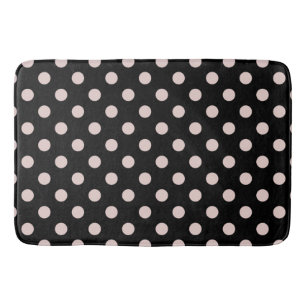 Tapis De Bain Noir & Blush Rose Clair à Polka Dots