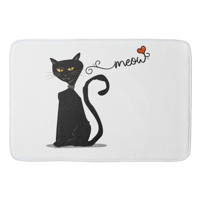 Tapis De Bain Noir Cat Meow (Devant)