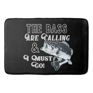Tapis de bain noir de citation de la pêche au bar