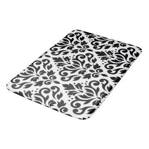 Tapis De Bain Noir de motif de damassé de rouleau grand sur le