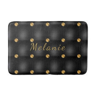 Tapis De Bain Noir Diamant Tufé Bain Mat et Nom personnalisé