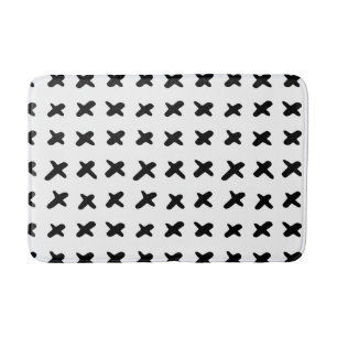 Tapis De Bain Noir et blanc Abstrait Croix suisse moderne Mat de