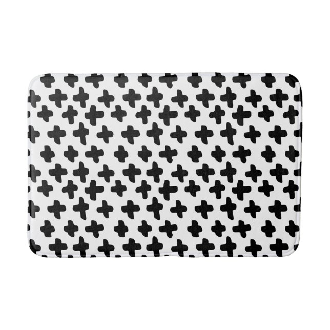 Tapis De Bain Noir et blanc Abstrait Croix suisse moderne Mat de (Devant)