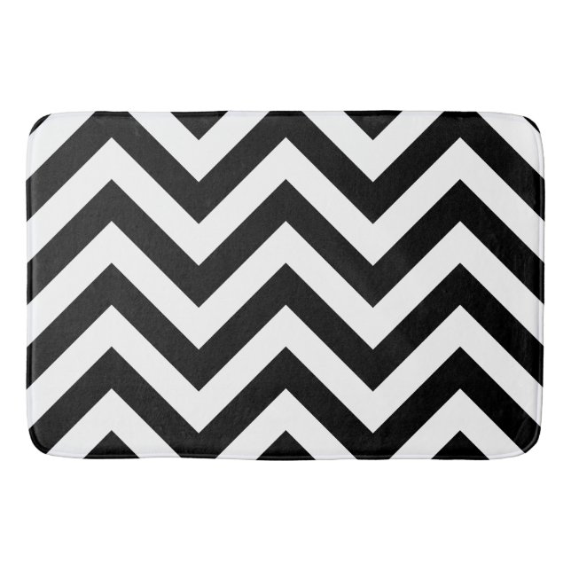 Tapis De Bain Noir et blanc de motif de zigzag (Devant)