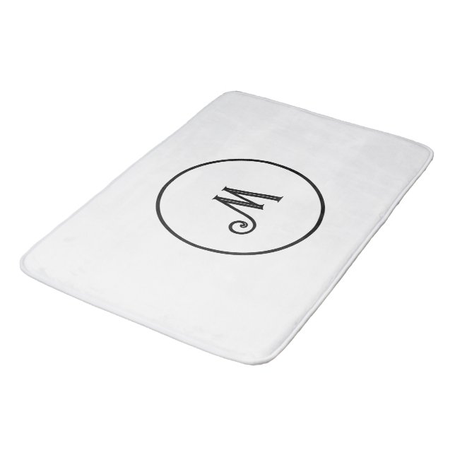 Tapis De Bain Noir et blanc initial personnalisé (Angle)