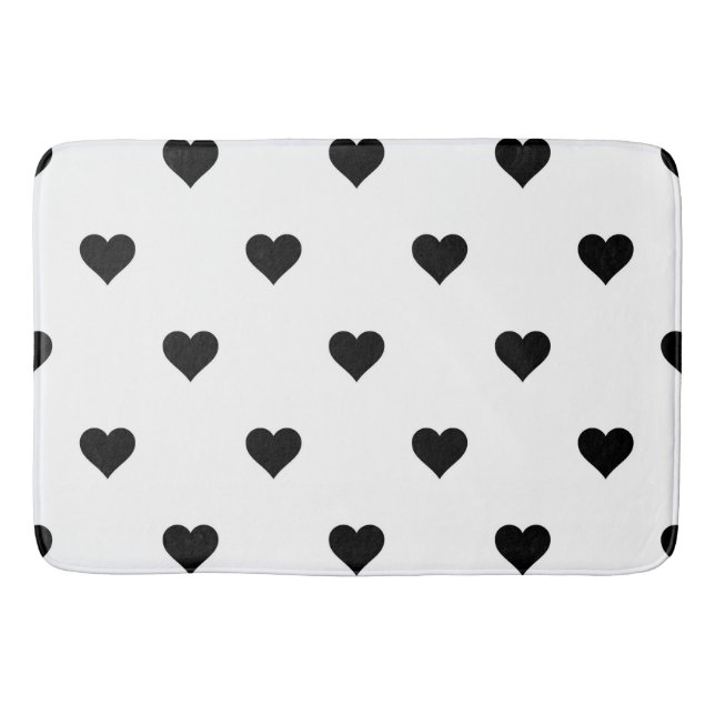Tapis De Bain Noir et blanc mignon Motif de coeur simple (Devant)