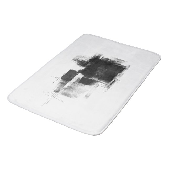 Tapis De Bain Noir et blanc minimaliste Art Abstrait Nr111 (Angle)