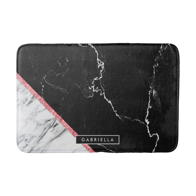 Tapis De Bain Noir et Marbre blanc (Devant)