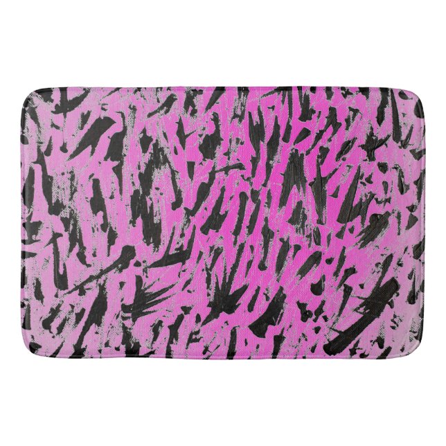 Tapis De Bain Noir et rose du néon funky (Devant)