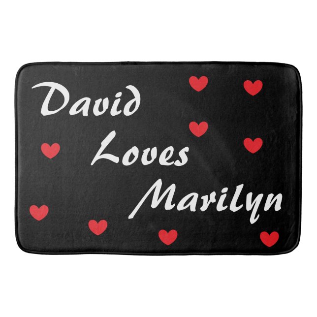 Tapis De Bain Noir et rouge cool avec les coeurs (Devant)