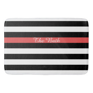 Tapis De Bain Noir fait sur commande des textes rouge et blanc