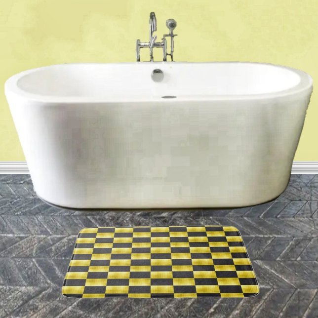 Tapis De Bain Noir-IV-Panneau-Doré (A smart-looking bath mat to give pizzazz to your bathroom decor!)