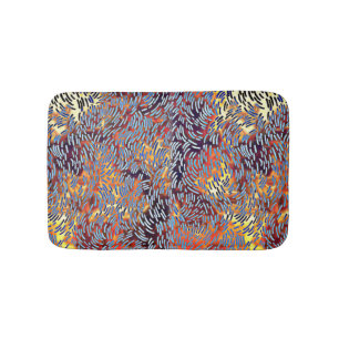 Tapis De Bain Noir jaune rouge moderne d'art abstrait