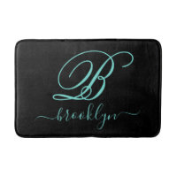 Noir moderne Turquoise manuscrit Monogramme