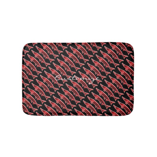 Tapis De Bain noir rouge de motif d'esturgeon (Devant)